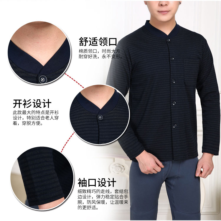 người trung niên và người già bông cỡ lớn áo khoác đơn cặp dài tay của cardigan áo khoác mùa thu đồ lót bông len loose-fitting mens mỏng.