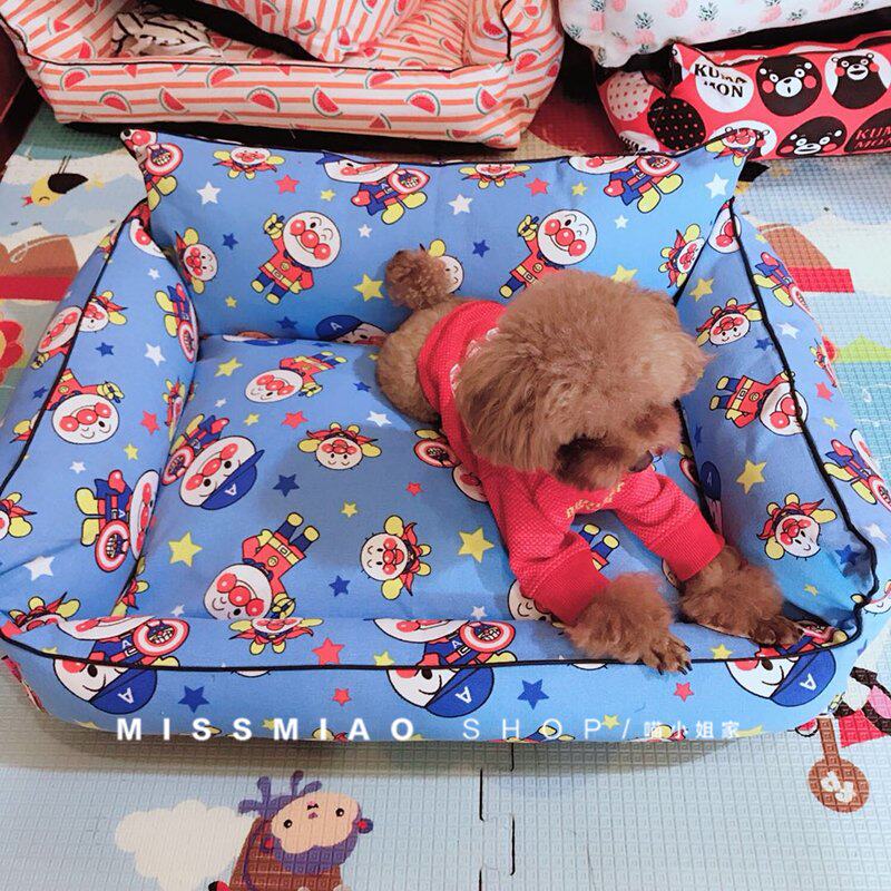 Summer cool and cute pineapple watermelon nest canvas kennel removable and washable teddy bear mat thick and resistant to scratching
