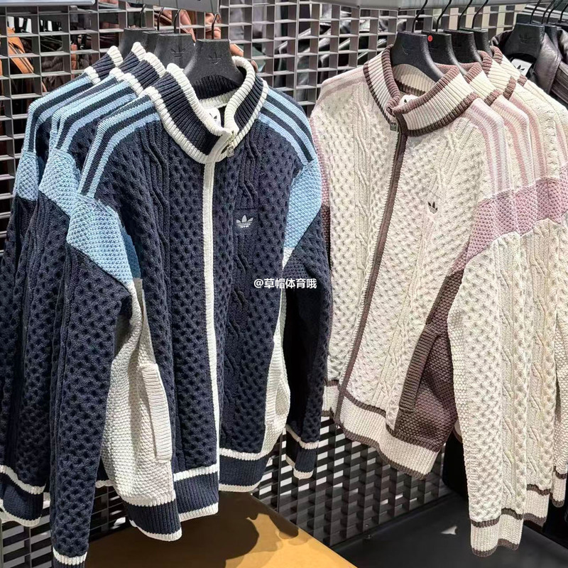 Adidas Trefoil 26Th Autumn/Winter Unisex Color Block Retro Sports Knit Cardigan Jacket Li1750Li1751 Adidas Trefoil 26Th Autumn/Winter Unisex Color Block Retro Sports Knit Cardigan Jacket Li1750Li1751
