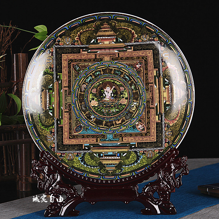 Jingdezhen Ceramic Donka Swaying Disc Modern Home Decoration Handicraft Swing Accessories of the Town Residence Towns and Caibou Ancient Shelf Furnishing