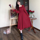 Plus-Size Retro Square-Neck Red Long Dress, New Autumn Style, Elegant Waist-Cinching Engagement Toast Dress