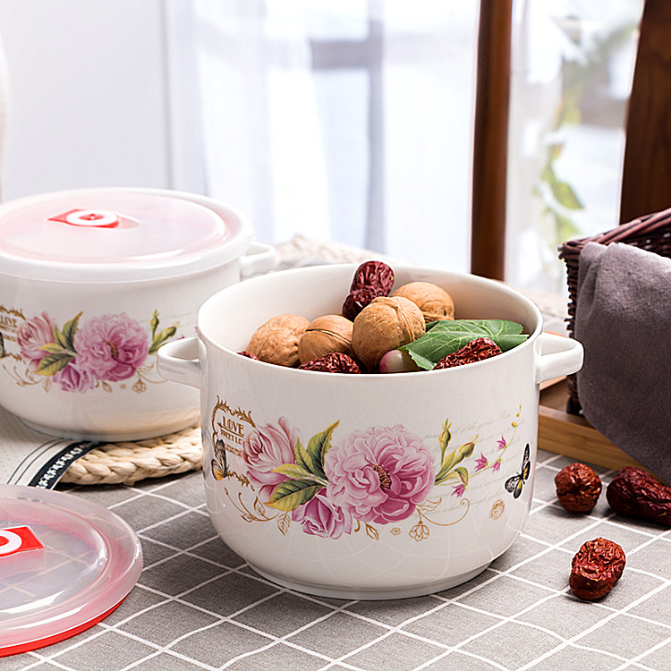 Lớn đựng bát sứ tươi có nắp niêm phong khóa hộp ăn trưa chịu nhiệt Hộp kín không bị rò rỉ tủ lạnh lò vi sóng chuyên dụng - Hộp cơm điện sưởi ấm hộp cơm điện cầm tay đa năng bear
