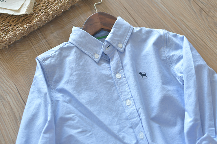 Big boy boy oxford cotton nguyên chất áo trắng trẻ em đơn giản mùa xuân và mùa thu áo sơ mi dài tay ao so mi tre em dep