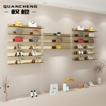 Shoe store shoe rack display rack wall-mounted stainless steel titanium wire drawing clothing store shoe bag display rack