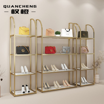 Shoe store shoe rack display rack stainless steel silver brushed commercial shoe shelf clothing store shoe bag bag multi-layer rack