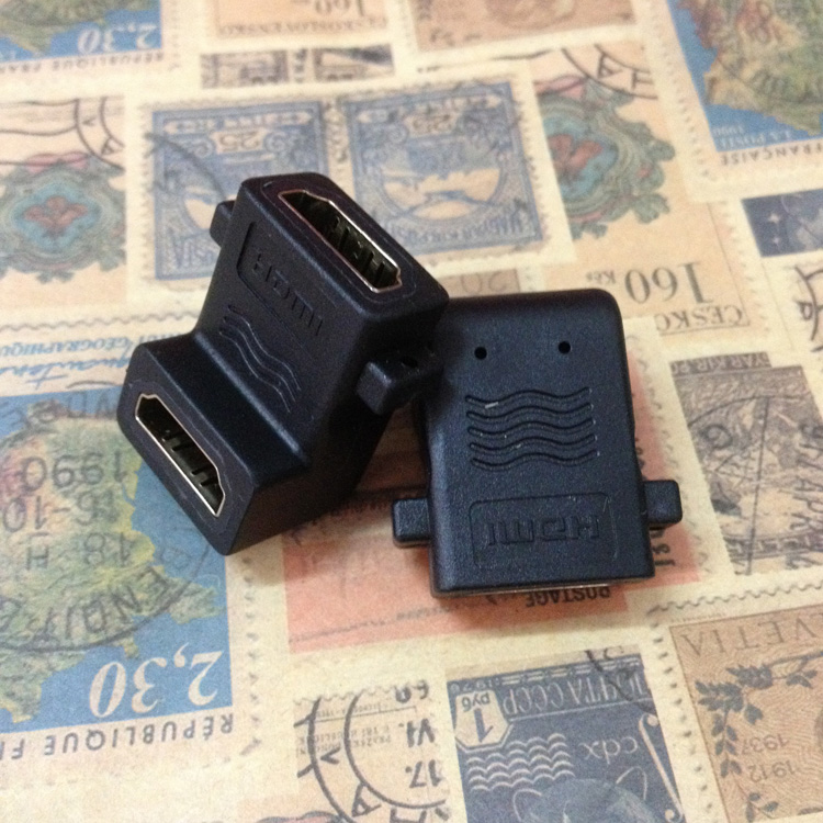 HDMI adapter computer to TV high-definition line female-to-female connector 90-degree elbow conversion head right-angle head