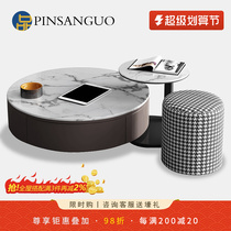 Nong Yun Creative Light Luxury Rock Rock Tea Table Circular Tea Cabinet Combined with Simple Modern Tea Table Small Household Living Cabinet