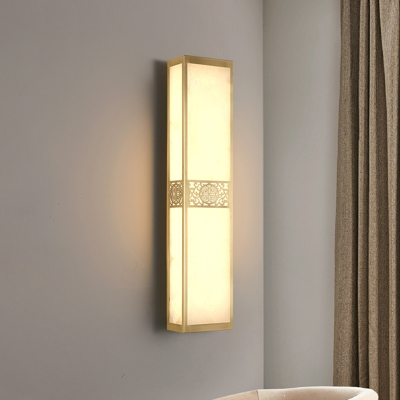 New Chinese Cloud Stone Full copper Living room TV Background wall Wall Lamp China Wind Bedroom Headboard Aisle strip Lamp