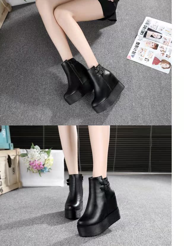 Phiên bản mới của Hàn Quốc của Martin ủng siêu cao gót nêm cao gót đơn cho trẻ em mùa xuân và mùa thu 2017 giày boot nữ hàng hiệu