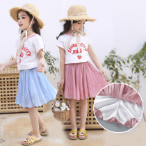 Childrens skirt new 2021 summer childrens Korean edition pleated skirt girl Chiffon skirt baby cool breathable skirt