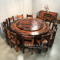 Old Boat Wood Dining Table Large Round Table Top 12 People Home Solid Wood Chinese Style Dining Table Restaurant Hotel Club Dining Table And Chairs Combination