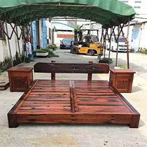 Old Boat Wood Bed Solid Wood 1 8 m Home Hotel Folk Juku High-end Customised Master Bedroom Atmosphere Double Bed Factory Direct