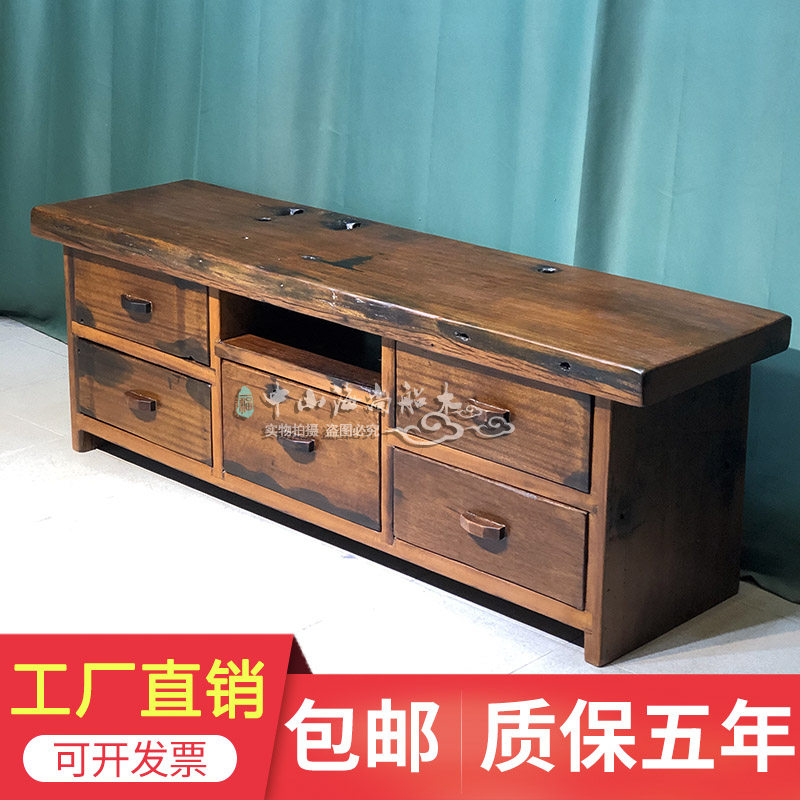 Old ship wood TV cabinet small apartment living room household storage cabinet solid wood furniture Chinese antique floor cabinet TV cabinet