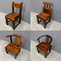 Old boat wood leaning back chair New Chinese Chair Dining Room Chair Retro Tea Chair Solid Wood Casual Chair Boat Wood Single Tea Chair