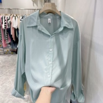Milk Silk Pure Color Shirt Woman Sunscreen 2022 Spring Summer Fashion Loose Color Design Sensation Little Crowdlining Clothing