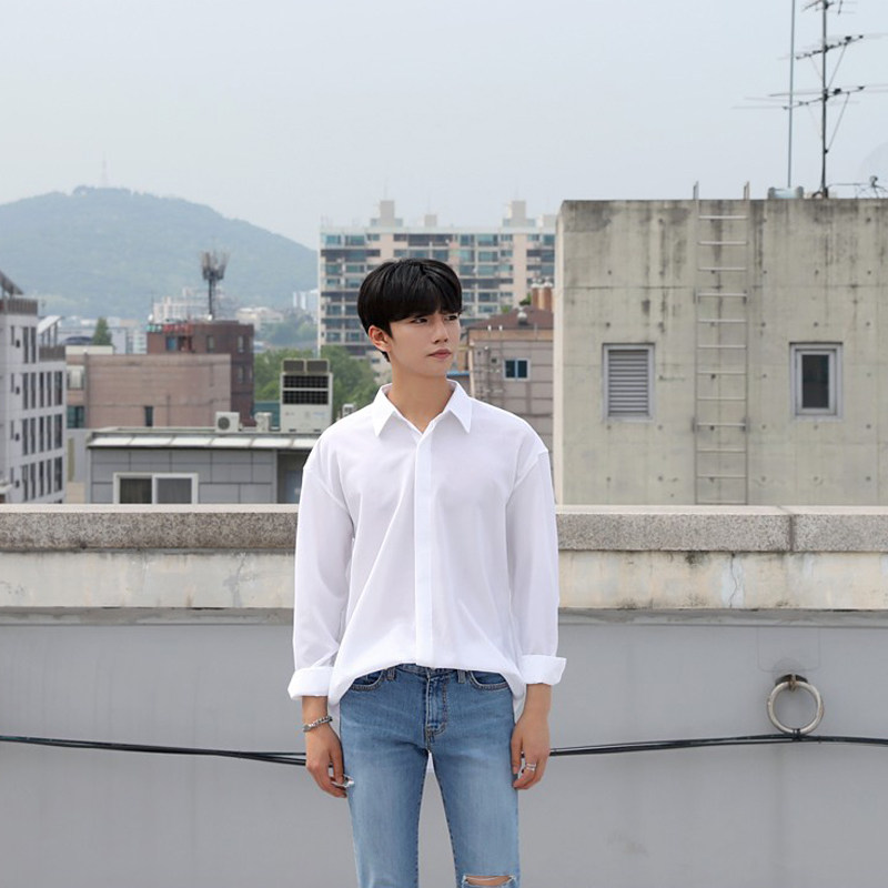 Internet Red Very Fairy teen casual loose shirt Lazy Wind Korean version trendy men's little fresh shirts Men's thin