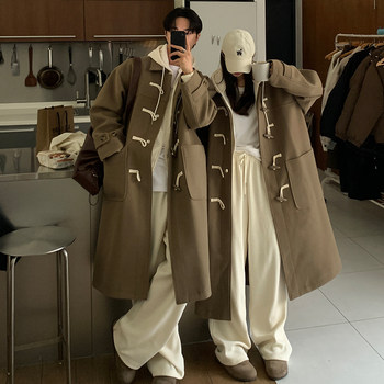 New wool coat for men's thickened mid-length