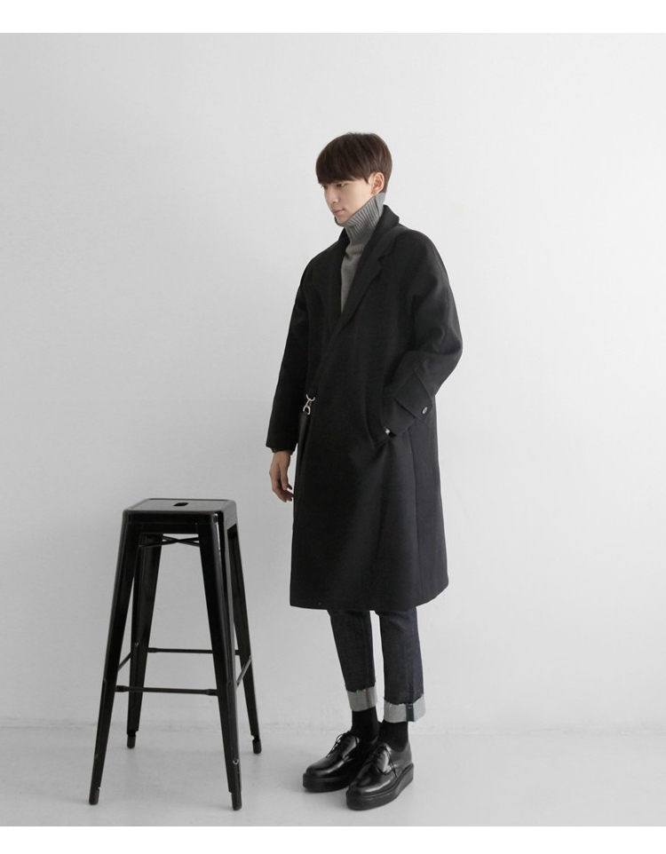 Áo khoác nam dài dày mùa đông áo len nam ifashion lỏng áo len áo khoác Hàn Quốc phiên bản của vai