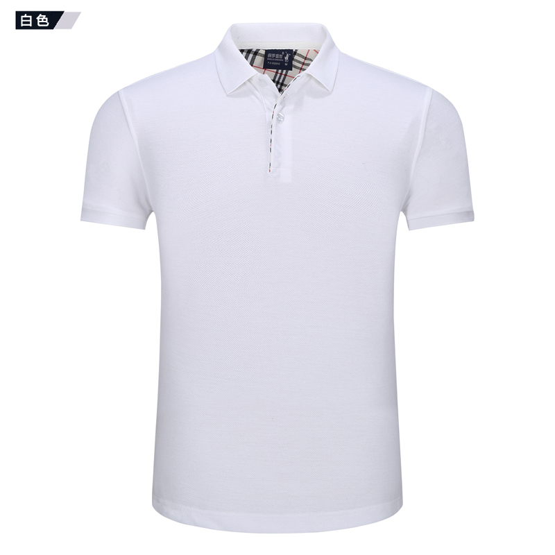 Áo thun nam tay ngắn mùa hè cotton màu rắn nam nửa áo sơ mi tay rộng size nam giản dị chạm đáy áo thủy triều - Polo polo trắng