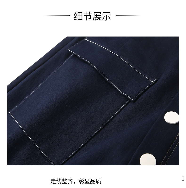2019 mới vừa dài co giãn không đều một chữ denim nửa thân túi hông dây kéo mỏng mảnh mùa hè eo cao - Váy chân váy tennis đen