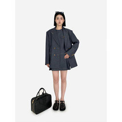 HONORE Guyue Miu girl's worsted sheep wool textured denim fashion suit early spring set three-pieces