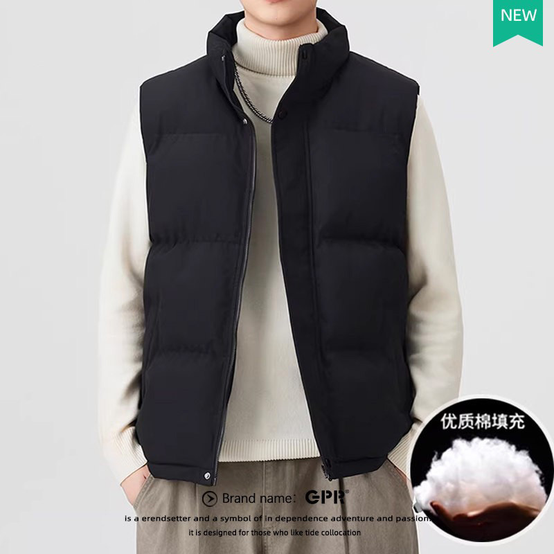 Down Cotton Vest for Men, Winter Casual Loose-Fitting Stand-Up Collar Vest, Winter Cold-Proof and Warm Workwear Cotton Jacket Down Cotton Vest for Men, Winter Casual Loose-Fitting Stand-Up Collar Vest, Winter Cold-Proof and Warm Workwear Cotton Jacket