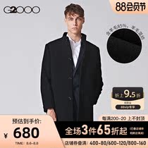 G2000 mens youth thickened warm wool coat winter new mid-length trend coat men