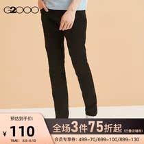 G2000 mens comfortable tooling black slim casual pants spring and autumn breathable cotton micro-elastic straight trousers