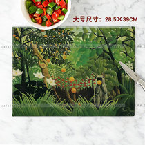 Large number Henry Rousseau oil painting tempered glass chopping board kitchen home cut fruit case board cutting board panel easy to clean