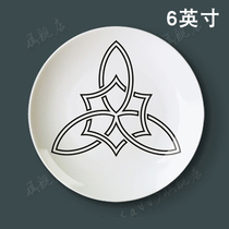 6 inch classical black and white flower plate New Chinese style dining room living room wall decoration hanging plate craft ornaments sitting plate