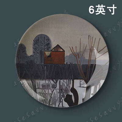 6 inches for the Brussels Mans Scenic oil painting Decorative Porcelain Tray European-style Living-room Hanging Disc ceramic disc swing tray