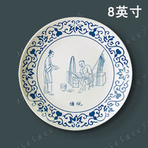 8 inch late Qing Dynasty city view thirty-six lines decorative hanging plate Chinese Restaurant museum blue and white porcelain plate decorative ceramic plate