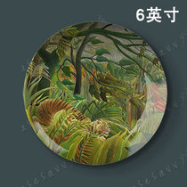 6 inch Henry Rousseau jungle diary Landscape oil painting Decorative porcelain plate European living room hanging plate Ceramic plate pendulum plate