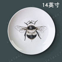 14-inch insect porcelain plate hanging plate decorative plate wall sitting plate setting plate Ceramic plate creative home craft gift plate