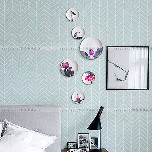 8 Inches Lotus Ceramic Plate Office Dining Room Dining Room Bedroom Background Wall Face Wall Wall-mounted Disc Decoration Pendulum