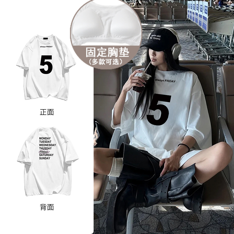 Short-Sleeved T-Shirt Pajamas One-Piece Top Loose Pure Cotton with Chest Pad Round Neck Summer Large Size Casual Can Be Worn Outside Home