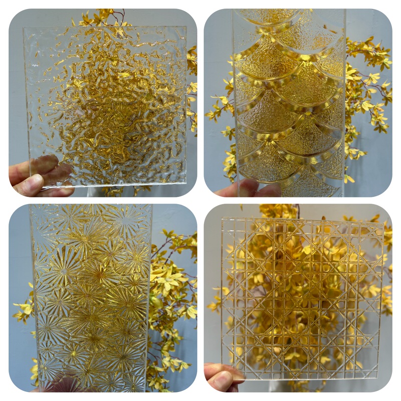 2026 New Fish Scale Pattern Glass New Embossed Art Glass Entrance Door Screen Shower Partition Door and Window Entrance Hall