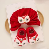 Красная детская шапка подходит для мужчин и женщин для раннего возраста, детские праздничнные осенние носки