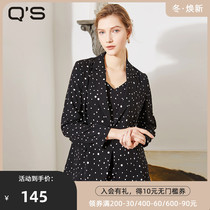 qs straw Hee spring and autumn new retro wave dot thin suit jacket early spring waist commuter jacket casual suit