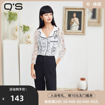 (Shopping mall same model) qs straw Spring Autumn new sexy hollow lace shirt careful machine fairy top cardigan