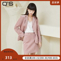 (Mall same section) qs Straw Xi Spring Autumn New Light Core Suede Suit Woman Temperament Commute Fashion Suit Thick Coat