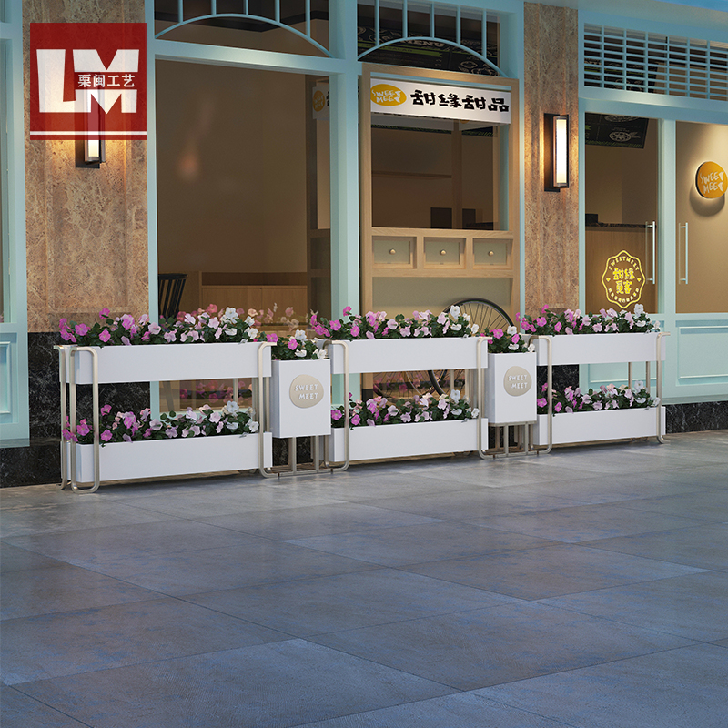 Iron outdoor flower box rectangular commercial street square sales department planting flower box combination flower tank flower pool partition flower