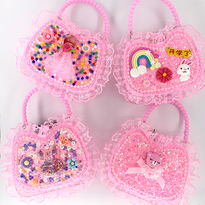 DIY Creativity Suitcases Princess Bag Makeup Case Children Puzzle Handmade Girl's First Accessories Box Handbag Toys-Taobao