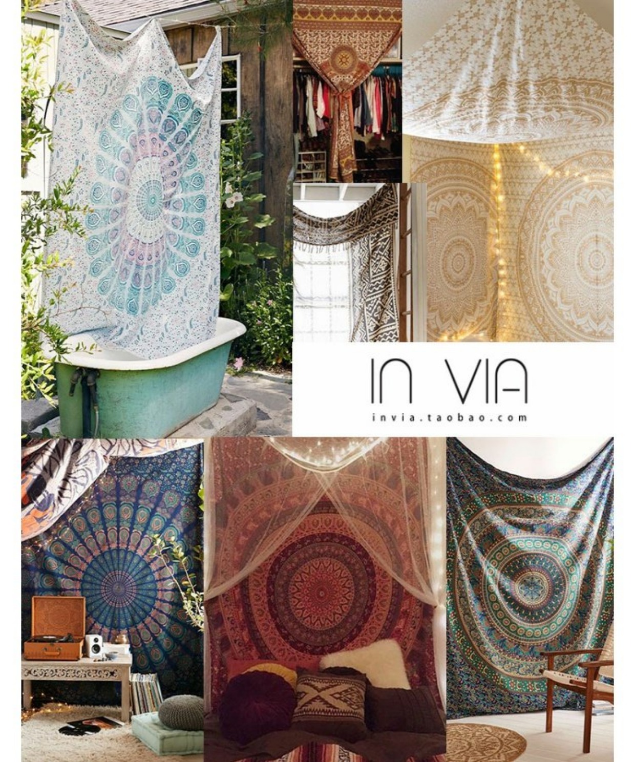 Boho hippie Bohemian tấm thảm Ấn Độ thảm ghế sofa màu đen và trắng nhà thiết kế nội thất tranh tường treo tấm thảm tường vải trải bàn - Tapestry thảm treo tường giá rẻ