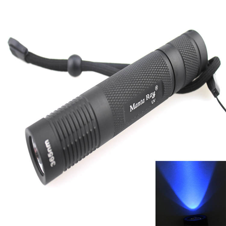 Manta Ray 365nm UV phosphor detection bill detection small straight tube UV flashlight