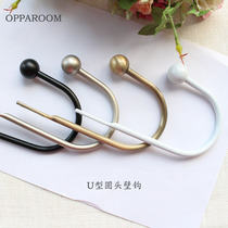 U-shaped round head wall hanging high-grade curtain wall hook Window screen window decoration hook Wall hook Metal L-shaped hook decorative accessories