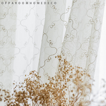 Mr. MISS new light luxury high-end cotton linen embroidery craft curtain window screen finished living room bedroom custom