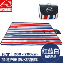 Outdoor aluminum foil plus velvet picnic mat cloth INS Wind spring outing dinner mat portable folding beach thickened moisture proof mat
