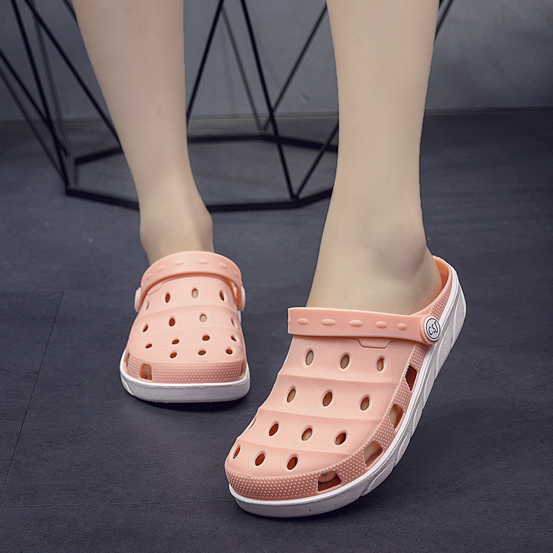 Korean version of the trend casual hollow non-slip hole shoes female Vietnam latex sandals and slippers silicone sandals rubber beach shoes