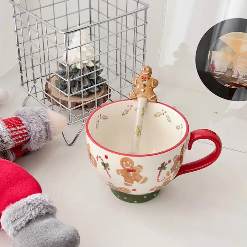Christmas Decoration Gingerbread Man Mug Table Decoration Tableware Scene Arrangement Creative Cute Gift Cup
